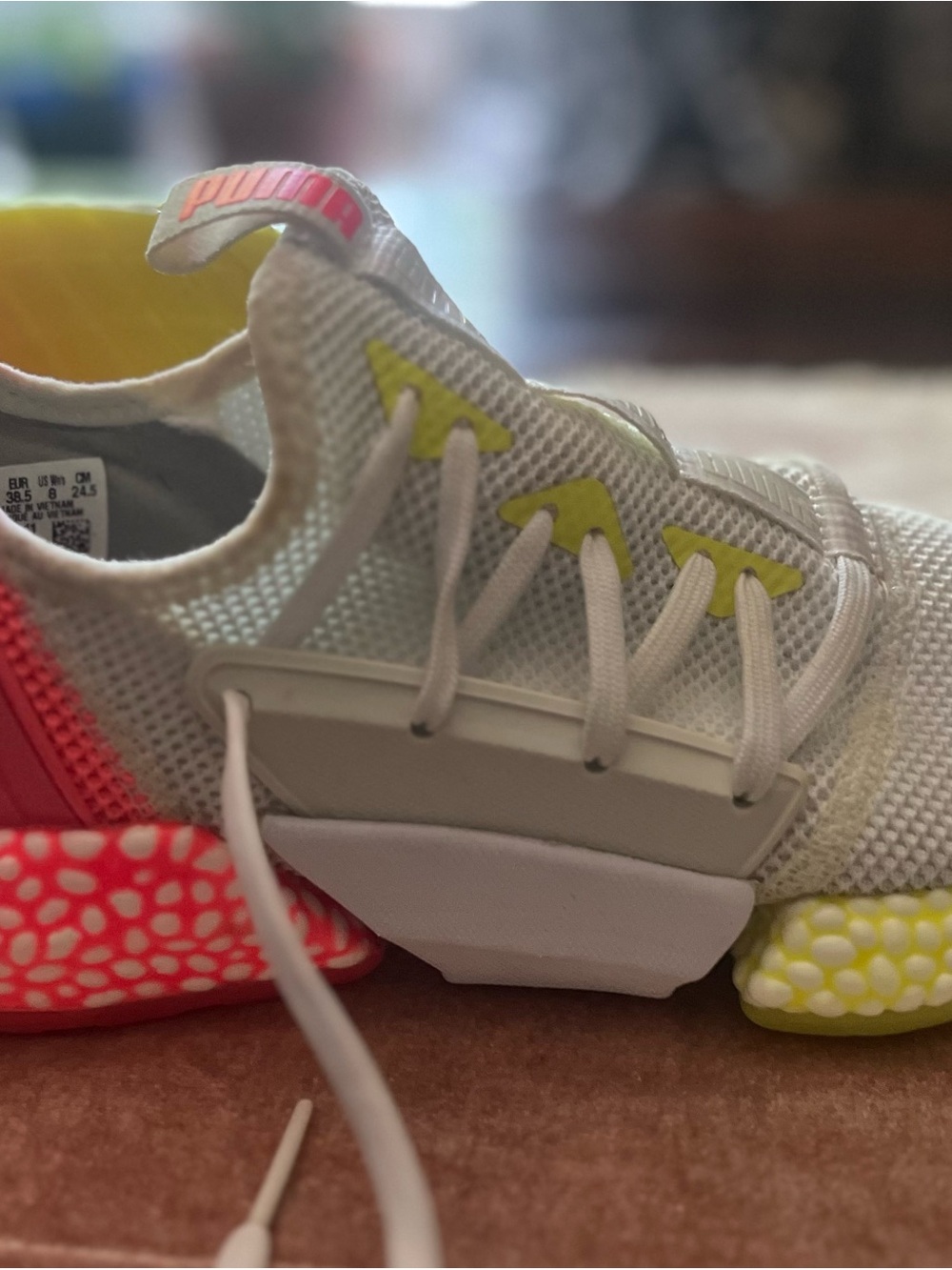 Puma Women’s Hybrid Rocket RunnerAthletic Shoes with Neon Yellow & Coral Accent